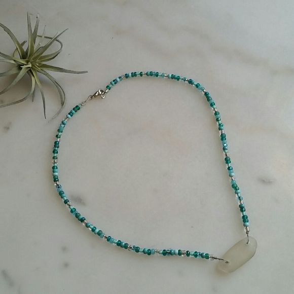 Beach Glass Necklace, Sea glass, Handcrafted by Rust Belt Raised, Turquoise - Picture 9 of 16
